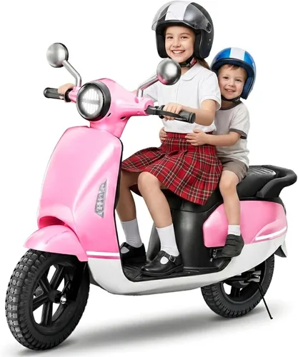 Vista 7 de Motocicleta eléctrica para niños de 24 V, scooter de 2 plazas para niños de Azul