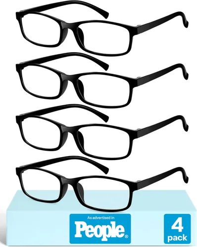 Vista 11 de Gaoye +0.5 Paquete múltiple de lentes de lectura - Lentes con bloqueo de luz azul, marcos TR90, UV400 - Gafas con visión clara *Negro + leopardo