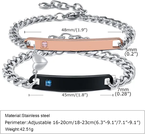 Vista 6 de MEALGUET - Pulseras magnéticas personalizadas para parejas de atracción mutua, pulseras de identificación trenzadas con nombre, conjunto de pulseras