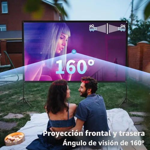 Vista 2 de Pantalla de proyector de 120" con soporte, sin arrugas 4K HD 16:9 portátil 120 pulgadas Pro