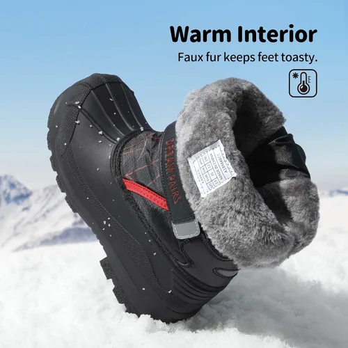 Vista 3 de DREAM PAIRS Botas de nieve de invierno impermeables de media pantorrilla para niños y niñas