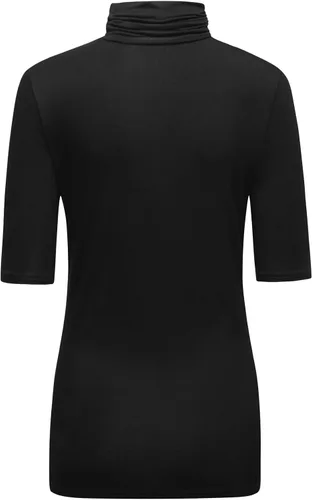 Vista 4 de OThread & Co. Camiseta de cuello alto de media manga para mujer, capa elástica básica, cómoda, cuello alto