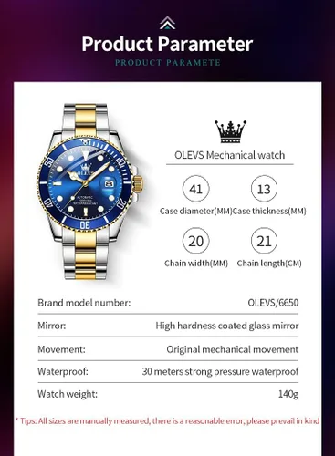 Vista 8 de Relojes mecánicos para hombres, de acero inoxidable, de cuerda automática, de gran cara, sin batería, reloj de pulsera de lujo para hombres, bisel