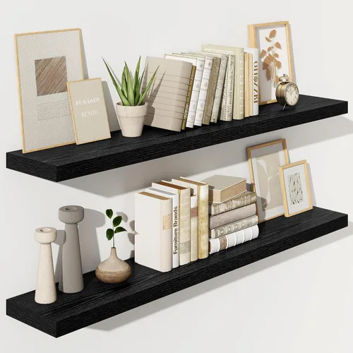 Vista 50 de Fun Memories Estantes flotantes – Estante de pared de 9.3 pulgadas de profundidad para decoración y almacenamiento – Estantería de exhibición
