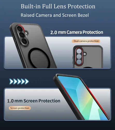 Vista 4 de HikerClub Funda magnética para Galaxy A16 (2024), compatible con cargador inalámbrico, ajuste delgado, Amti-Scratch, translúcido, mate, cubierta