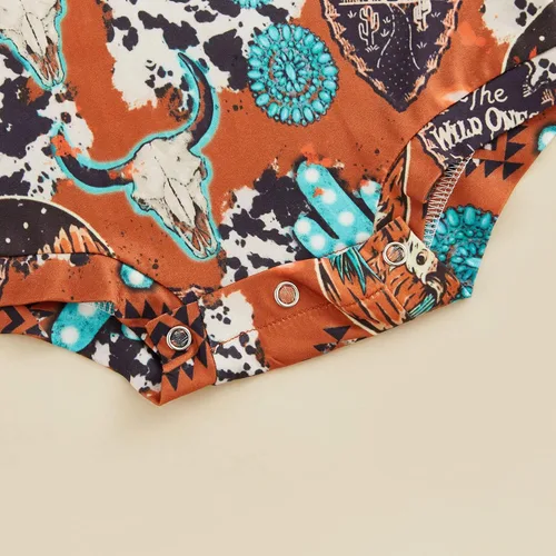 Vista 7 de Kayotuas Mameluco de manga acampanada para bebé niña con estampado de vaca floral con diadema para bebé
