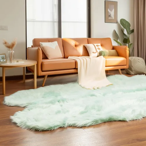 Vista 80 de Super Area Rugs - Alfombra de piel de oveja suave y esponjosa