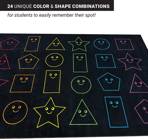 Vista 4 de Zety - Alfombra de nailon para aula, 7.6 x 12 pies, alfombra educativa con cara sonriente para habitación de niños, aula, guardería y aprendizaje