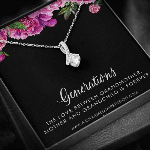 Vista 3 de A Charmed Impression Tres generaciones de amor Joyas de abuela, madre, hija e hijo Regalo para mamá, abuela, nieto, regalos pensados para mujeres