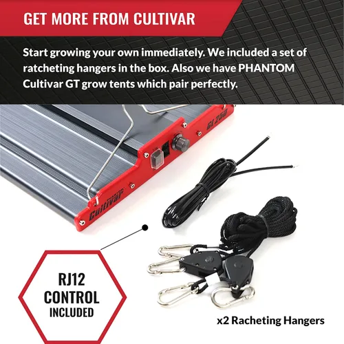 Vista 5 de PHANTOM Cultivar Luz LED GL250 para cultivo de plantas de interior, interruptor de espectro completo entre verduras y flores, control regulable