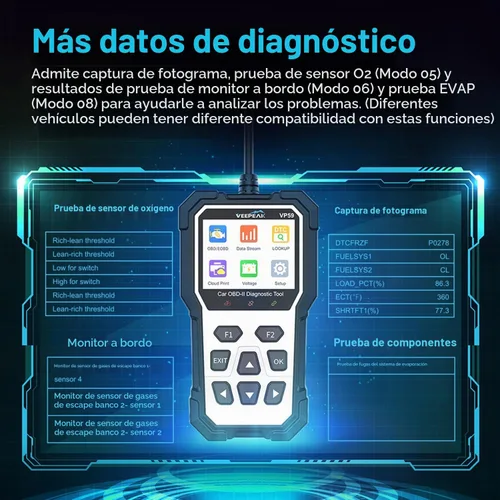 Vista 5 de Herramienta de diagnóstico del escáner del coche OBD2 de Veepeco, compruebe el lector de código de luz del motor
