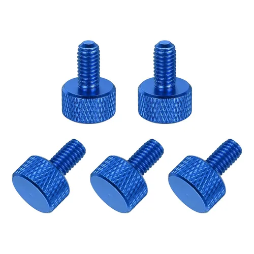 Vista 92 de MECCANIXITY 5 piezas M6x14mm Tornillos de pulgar estriado de cabeza plana, pernos de rosca completa de aleación de aluminio sólido para carcasas