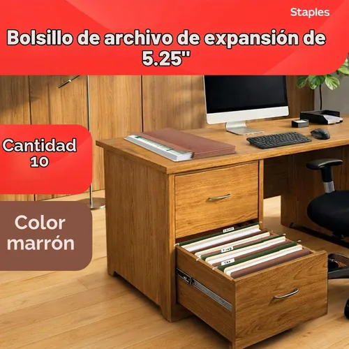 Vista 2 de Staples Bolsillos reforzados para archivos, tamaño legal, expansión de 5.25