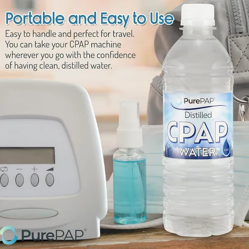 Vista 6 de Agua destilada pura CPAP - Paquete de 6 botellas de agua destilada de 16.9 onzas - Agua CPAP de viaje para humidificador de máquina CPAP