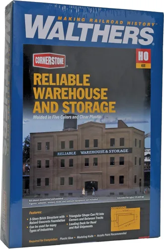 Vista 3 de Walthers Cornerstone Almacén confiable y almacenamiento 933-3014 HO Scale Model Railroad - Kit de estructura