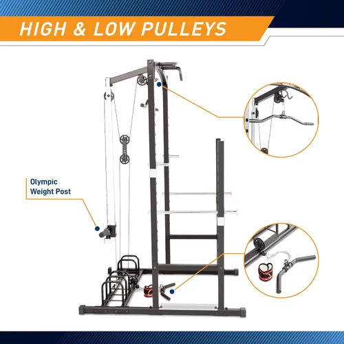 Vista 5 de Marcy Strength Training Home Gym Cage with Pulley System for Weightlifting, Bodybuilding, Full Body Workout Equipment for Home Exercise