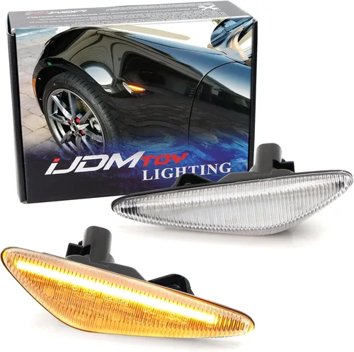 Vista 12 de iJDMTOY Kit de Luces LED Marcadoras Laterales Frontales Secuenciales Dinámicas de Parpadeo/Flujo Ámbar con Lente Ahumada Compatible con Mazda MX-5