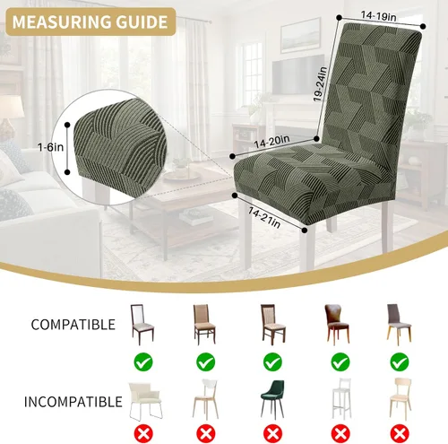 Vista 5 de JIVINER - Juego de 2 fundas elásticas para sillas de comedor, fundas geométricas de jacquard para sillas de comedor, fundas lavables para sillas