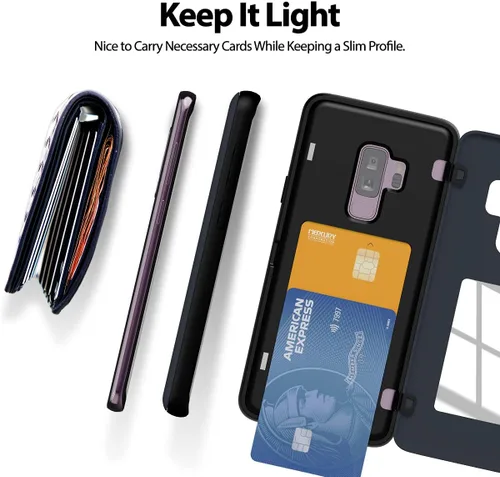 Vista 159 de GOOSPERY Parachoques magnético para puerta compatible con Galaxy S9 Plus, tarjetero tipo billetera con cierre automático por iman, funda protectora