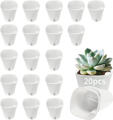 Vista 10 de Macetas de riego automático de 3 pulgadas, 10 juegos de macetas para plantas de interior con indicador de nivel de agua y múltiples rejillas