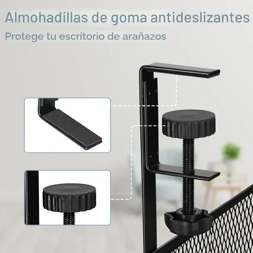 Vista 3 de Bandeja de gestión de cables para debajo del escritorio, gestión de cables debajo del escritorio sin taladro, bandeja de gestión de cables