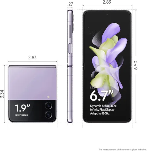 Vista 4 de Samsung Galaxy Z Flip 4 5G, versión estadounidense, 128GB, morado Bora - T-Mobile (renovado)