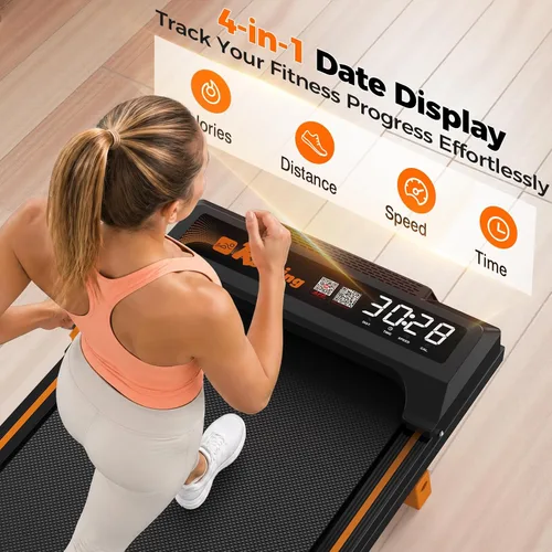 Vista 4 de Caminadora para el hogar y la oficina - Cinta de correr para debajo del escritorio con 6% de inclinación manual, control remoto, pantalla LED, motor