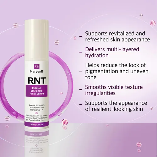 Vista 4 de Retinol 5000IU, niacinamida 1%, ácido tranexámico 1% suero facial – Esencia que mejora la humedad con ácido hialurónico, vitamina E, suave