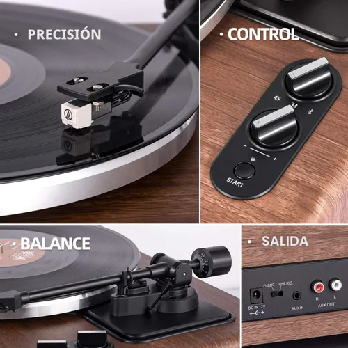 Vista 2 de 1 BY ONE tocadiscos inalámbrico HiFi Nogal