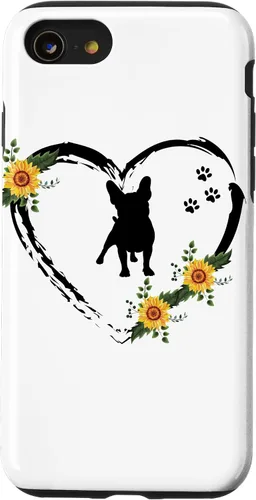 Vista 18 de iPhone 16 French Bulldog With Paw Prints And Sunflower Heart On White Case