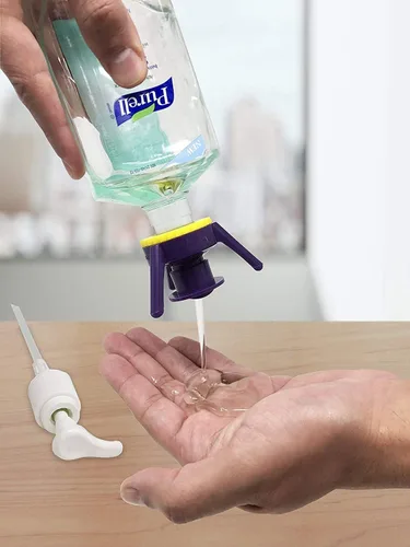 Vista 8 de Flip-It! Kit de vaciado de botellas: voltea la botella boca abajo para obtener cada gota. Adaptadores adicionales incluidos para adaptarse a