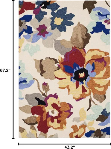 Vista 2 de SAFAVIEH Four Seasons Collection FRS509D - Alfombra floral con gancho a mano (3 pies 6 pulgadas x 5 pies 6 pulgadas), color marfil/multi