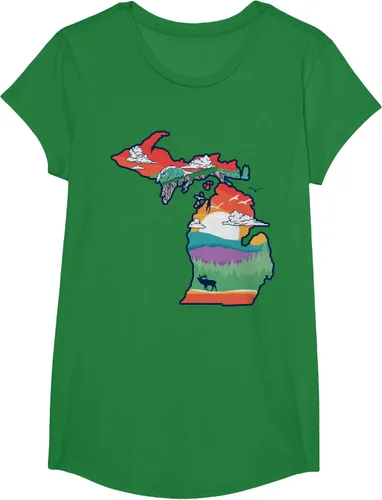 Vista 41 de Michigan Outside - Camiseta con ilustración artística
