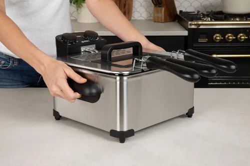 Vista 7 de Freidora eléctrica Alpha Living – Freidora profunda de 4.5L con cesta con cestas de 2 cuartos y 4 cuartos – Acero inoxidable de alta calidad