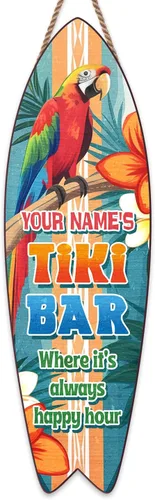 Vista 21 de Artsy Woodsy Letrero de madera personalizado con estampado de barra Tiki (no tallado ni neón), decoración de verano, cartel de piscina, patio