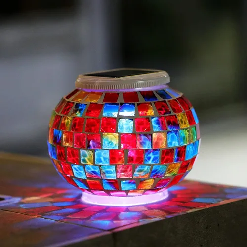 Vista 2 de Starryfill - Luces de mesa LED de bloque de vidrio solar que cambian de color - Recargables, para exterior e interior, ideales para regalos