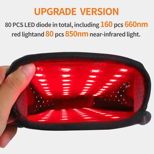 Vista 2 de DGXINJUN Terapia de luz roja inalámbrica para dedos de mano, alivio del dolor de palma, dispositivos de terapia de luz infrarroja cercana, portátil