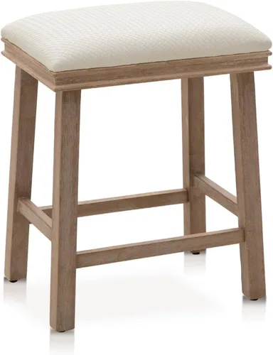 Vista 14 de Taburetes de altura para mostrador Sophia & William, taburetes de 24" con patas de madera maciza, taburetes de altura de mostrador tapizados en tela