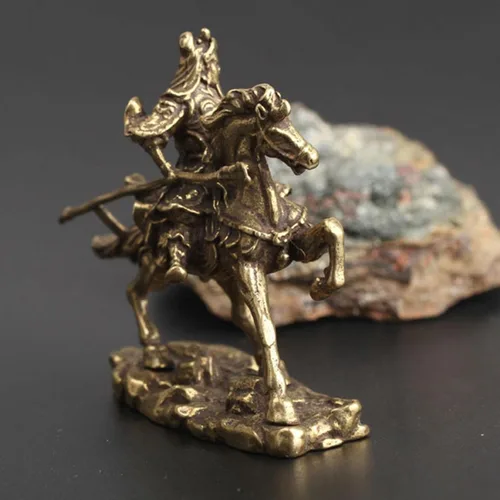 Vista 7 de SM SunniMix Mini estatua de Guan Gong, escultura tallada de adorno, accesorios, figura decorativa de amuleto de meditación, para escritorio