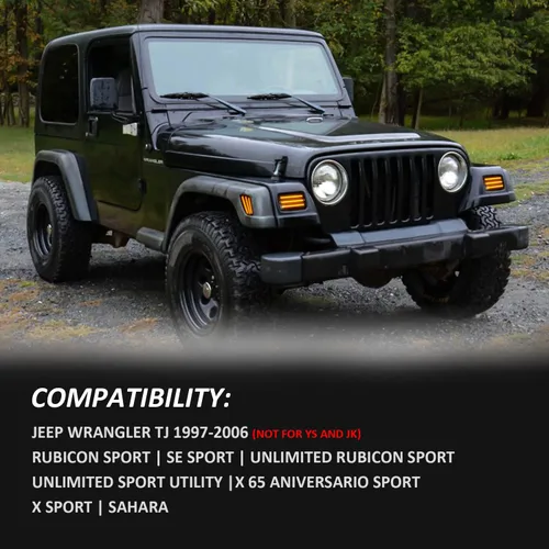 Vista 5 de Bestview Luz de Señal de Giro Delantera y Luz Marcadora Lateral LED Compatible con Jeep Wrangler TJ 1997-2006, Kit de Luz de Señal de Giro