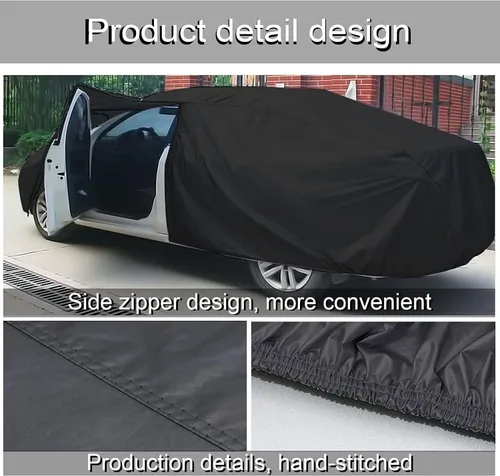 Vista 4 de Funda para coche compatible con Mazda Mazda2 Mazda3 Mazda5 Mazda6 para exteriores, 100% impermeable, resistente al viento, a prueba de polvo, Negro