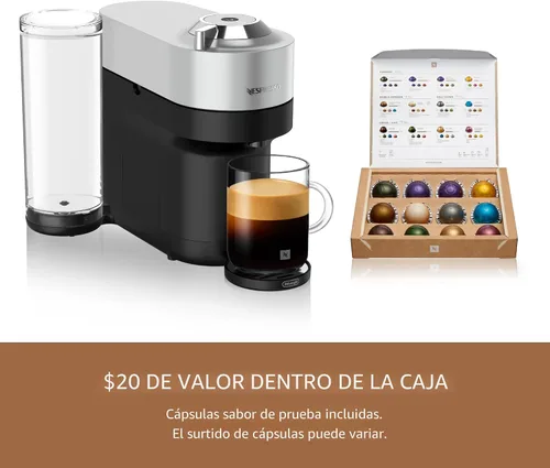 Vista 8 de Nespresso Vertuo Pop+ Deluxe de De'Longhi con Aeroccino, plateado