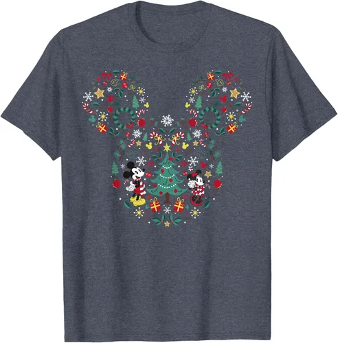 Vista 33 de Disney Mickey y Minnie Mashup Navideño Camiseta de Manga Corta Negro