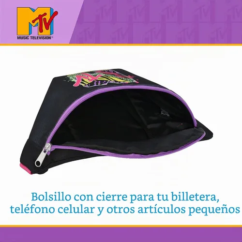 Vista 5 de Riñonera con logotipo de MTV, bolsa cruzada para cinturón Negro