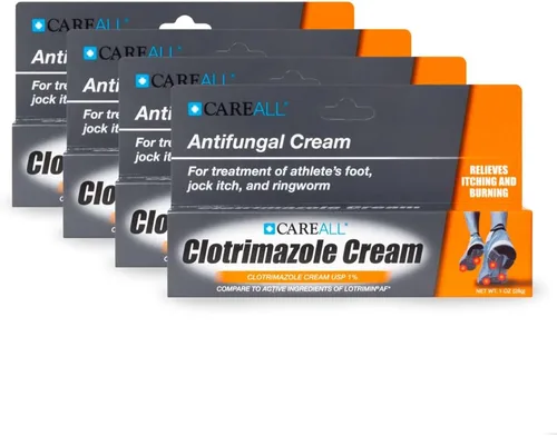 Vista 6 de CareAll Crema antifúngica clotrimazol 1% USP 1.0 oz. (paquete de 4), cura la mayoría de los pies de atleta, picor y tiña, en comparación