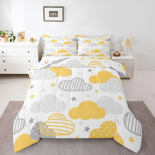 Vista 32 de Erosebridal Juego de edredón tamaño individual de animales del bosque, juego de ropa de cama de oso marrón para niños y niñas, edredón de plumón
