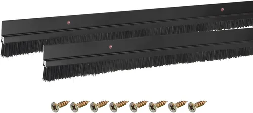 Vista 18 de uxcell 2 piezas barredor de cepillo inferior para puerta forma H base de aleación de aluminio con cepillo de nailon de 0.4 pulgadas para hogar