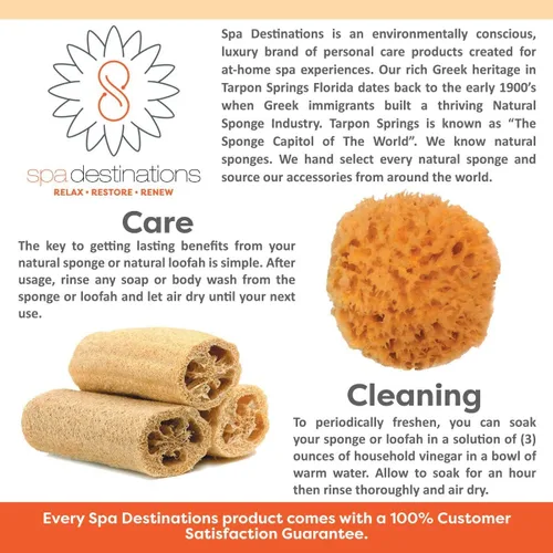 Vista 3 de Seis (6) paquetes de 4 esponjas naturales de Spa Destinations para exfoliación corporal y de baño