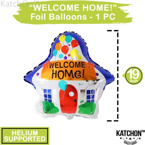 Vista 4 de KatchOn, Globos grandes de bienvenida para el hogar, paquete de 3, globos en forma de casa, decoraciones de bienvenida para el hogar, globos