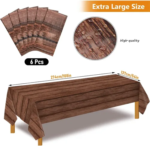 Vista 2 de Irenare 1 mantel de plástico de grano de madera de 54 x 108 pulgadas Rustic Table Covers for Rectangle Table, Vintage Farmhouse Tablecloth for